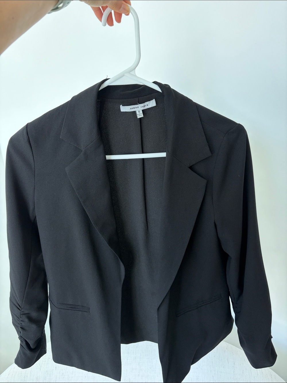 Naked Zebra Black Open-Front Blazer